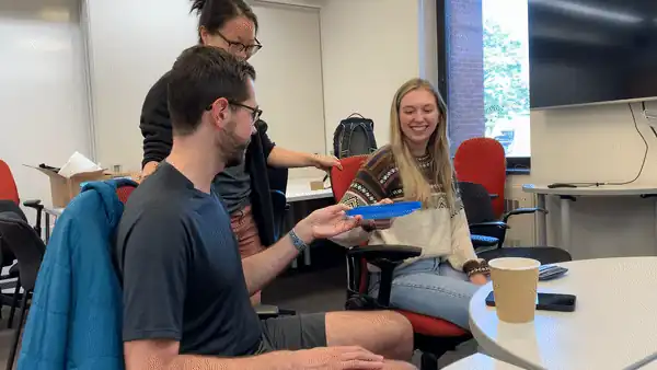Rapid prototyping: teammates spin on chairs to mimic movement of car