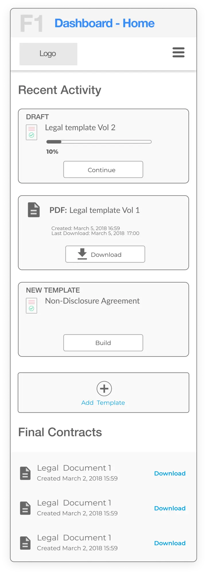 mobile view of dashboard