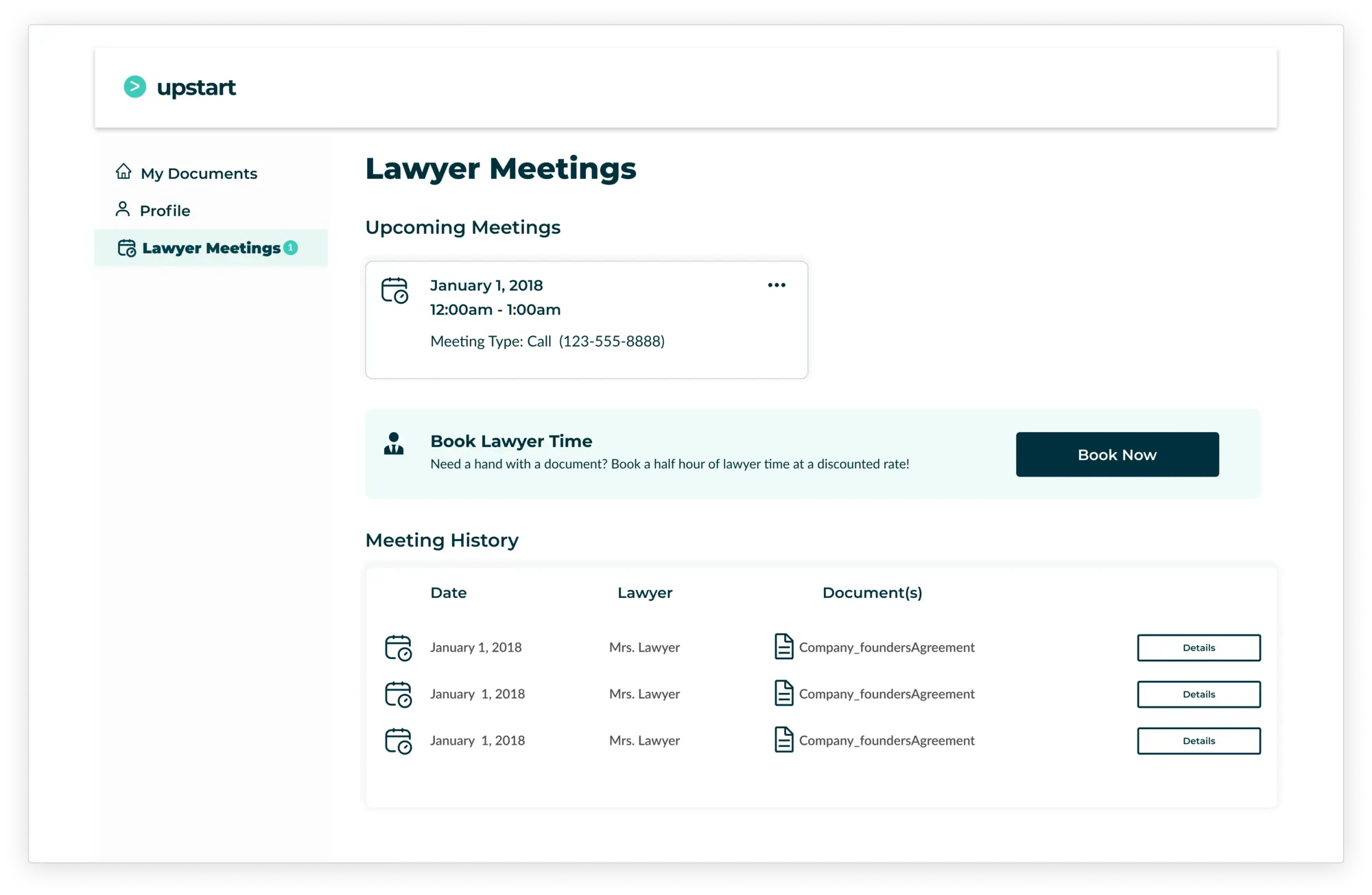 Desktop lawyer time page