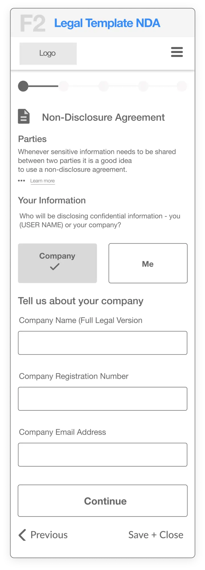 mobile view of desktop view of NDA document builder