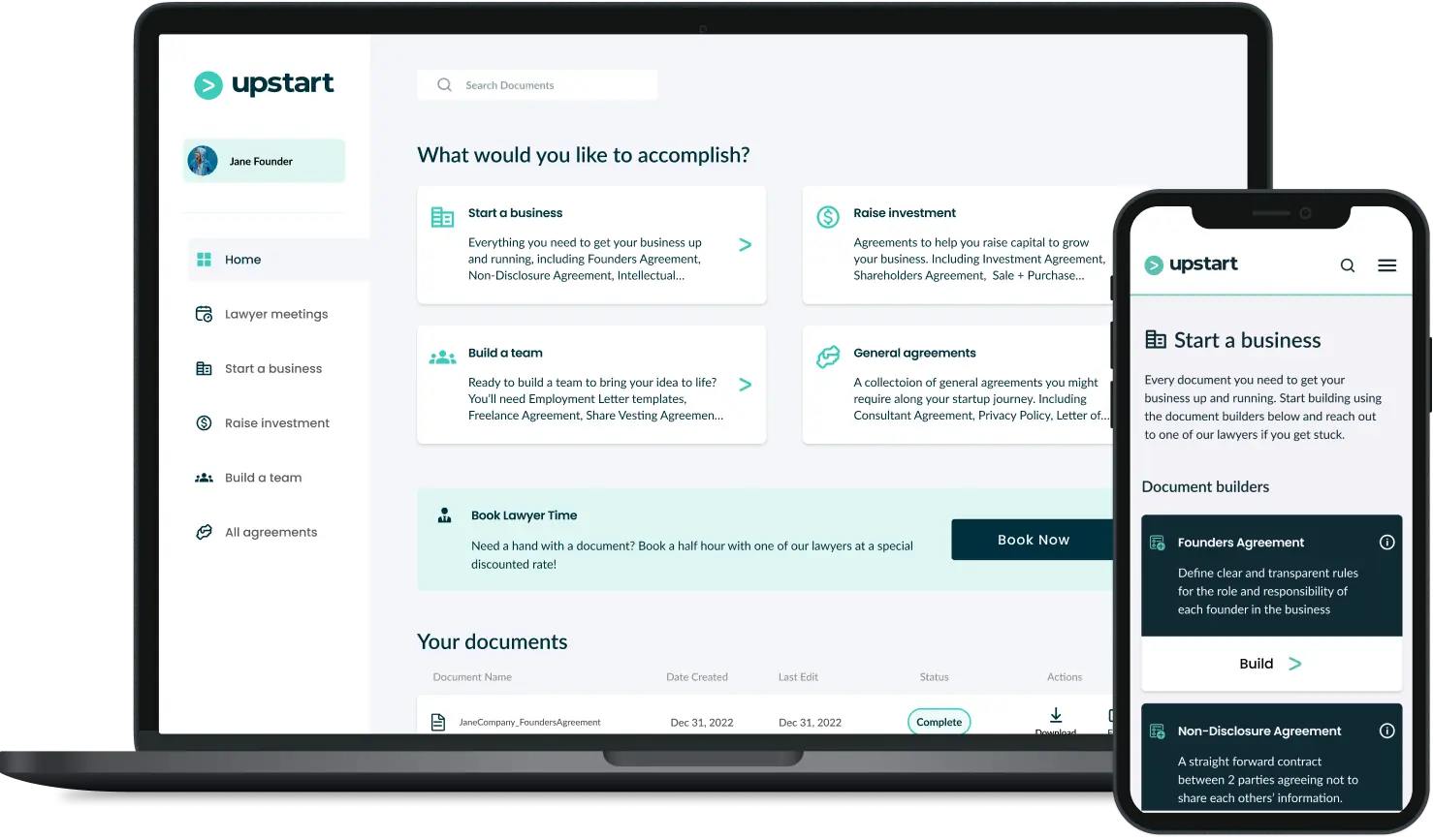 Desktop and mobile view of Upstart user interface