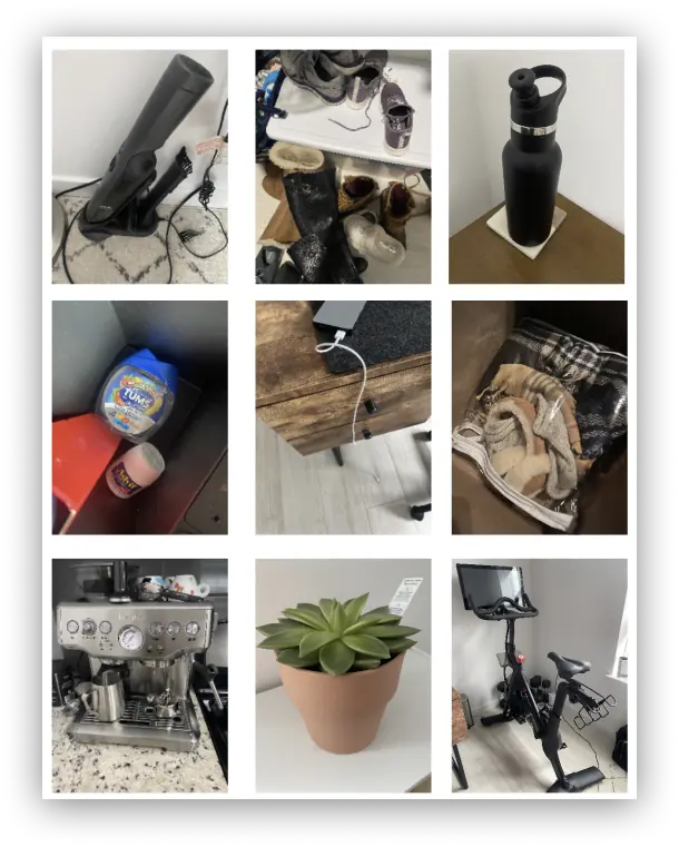 collection of items users presented from their cars 